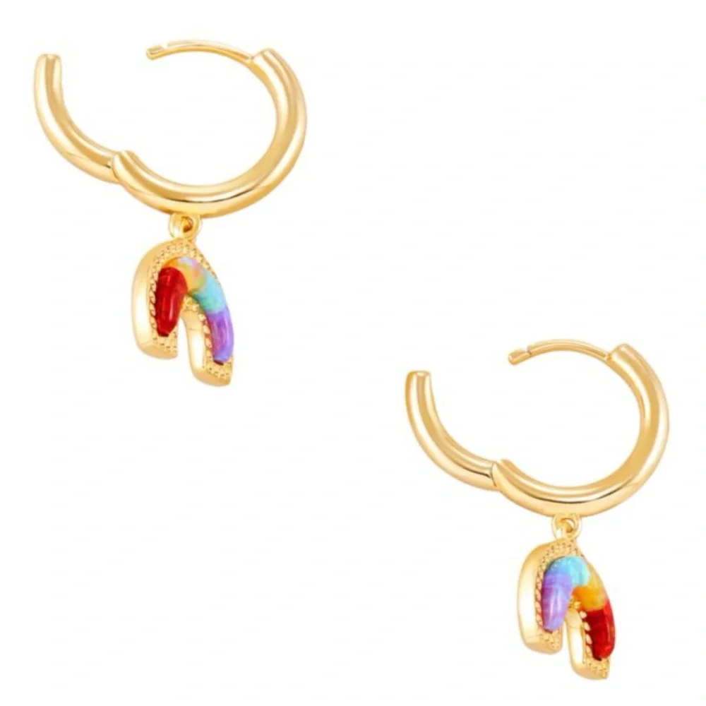 Kendra Scott rainbow Opal Huggie earrings